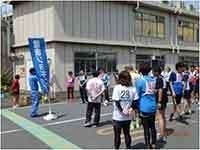健康ジョギング、ブルーのぼり旗を使用